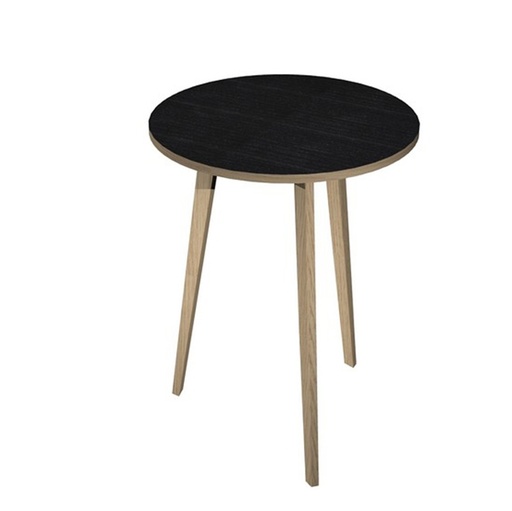 [D92496] Tavolo alto tondo diam.80xH105cm Rovere/Nero venato Woody