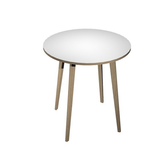 [D92498] Tavolo alto tondo diam.100xH105cm Rovere/Bianco Woody