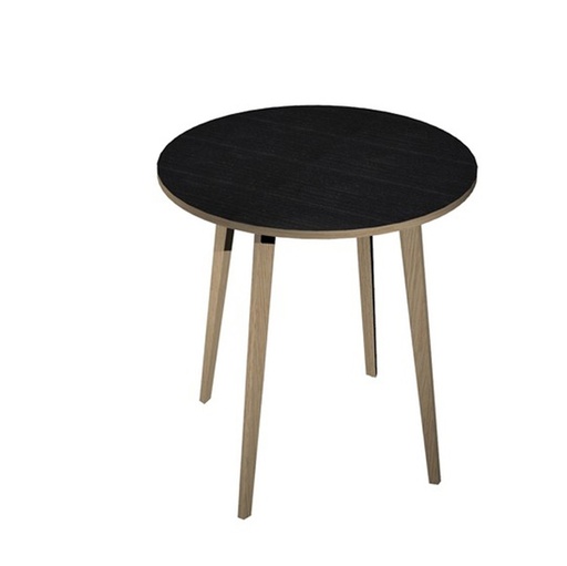 [D92499] Tavolo alto tondo diam.100xH105cm Rovere/Nero venato Woody
