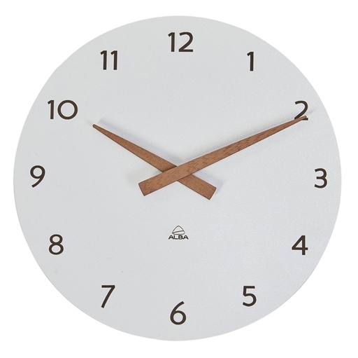 [D92506] Orologio da parete diam.30cm bianco/legno HorMilena Alba