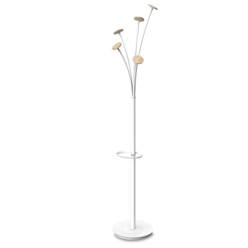 [D92515] Appendiabiti a 5 posti 175cm bianco/legno chiaro Festival BC Alba