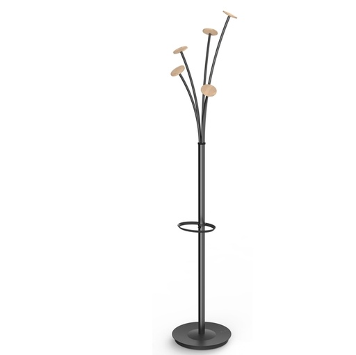 [D92516] Appendiabiti a 5 posti 175cm nero/legno chiaro Festival N Alba