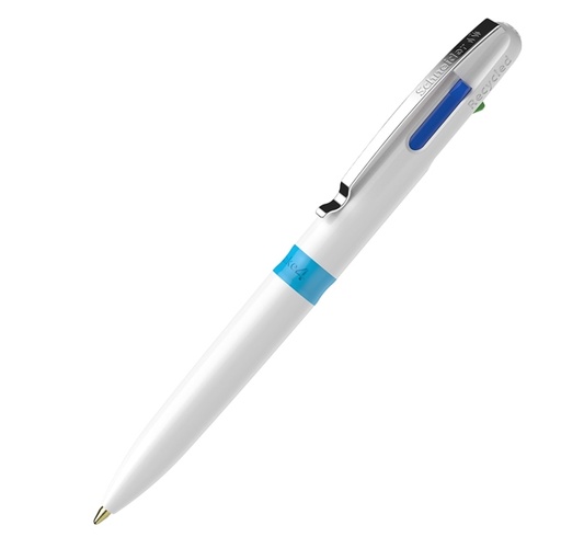 [D92699] Penna a sfera Take 4 a quattro colori punta M fusto bianco Schneider