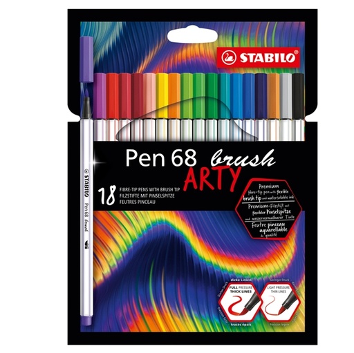 [D92794] Astuccio 12 pennarelli PEN 68 Brush ARTY Line 568/12 Stabilo