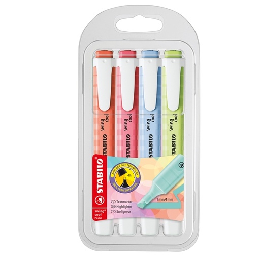 [D92831] Astuccio 4 colori evidenziatore SWING COOL pastel STABILO 275/4-08-1