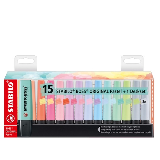 [D92854] Deskset Pastel 15 evidenziatori Stabilo Boss colori ass. 7015-02