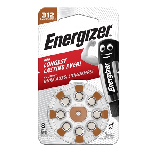 [D92914] Blister 8 pile per apparecchi acustici 312 Zinc Air Energizer