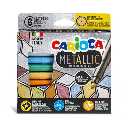 [D92941] Scatola 6 Maxi Metallic pennarelli colori assortiti Carioca