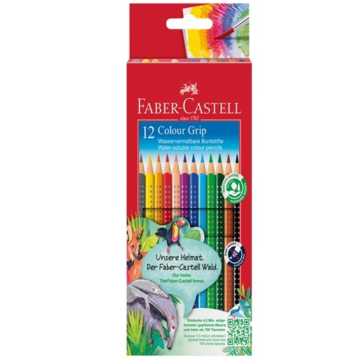 [D93085] Astuccio 12 pastelli colorati acquerellabili Color Grip Faber Castell