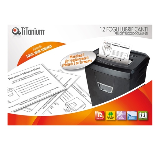 [D93298] Confezione 12 fogli lubrificanti per distruggidocumenti TiTanium