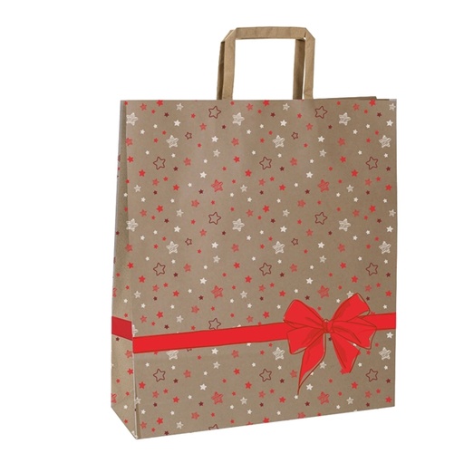 [D93359] 25 shoppers carta c/maniglie piattina 22x10x29cm stars rosso