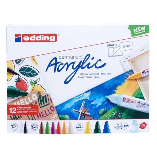 [D93363] Astuccio 12 marcatori acrilici Creative Set Edding