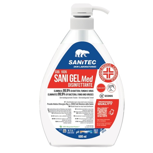 [D93502] SANI GEL MED igienizzante mani 600ml Sanitec