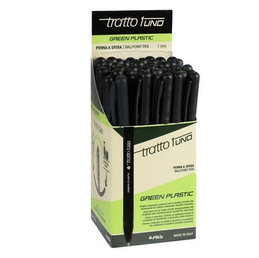 [D93506] Scatola 50 penna nero Tratto 1 Green punta media 1.0mm