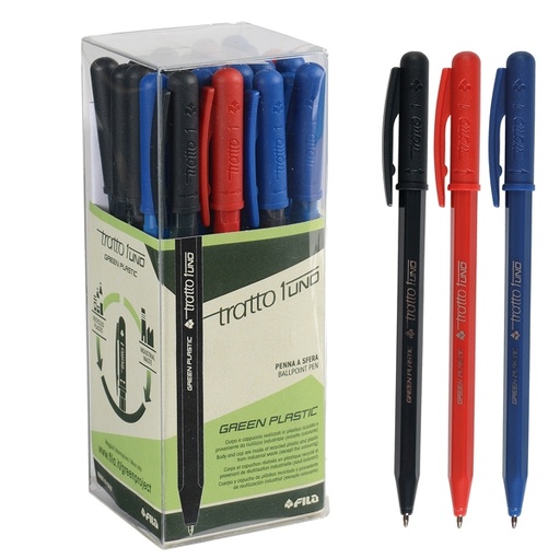 [D93507] Scatola 24 penna sfera colori assortiti Tratto 1 Green punta media 1.0mm