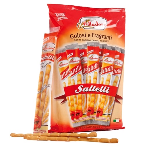 [D93837] Grissini Saltelli multipack 240gr (18 monoporzioni) Valledoro