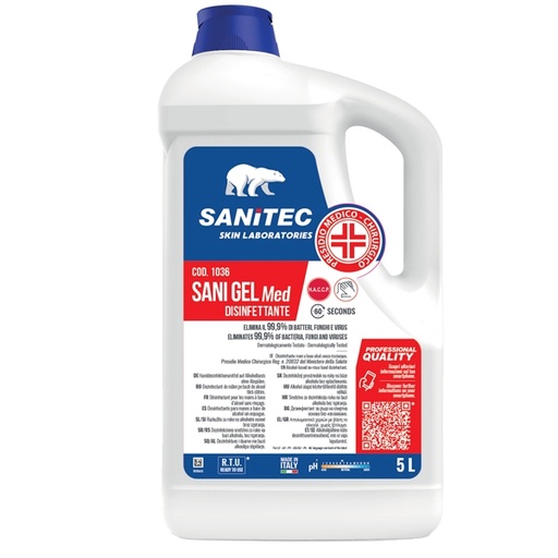 [D93850] SANI GEL MED igienizzante mani 5lt Sanitec