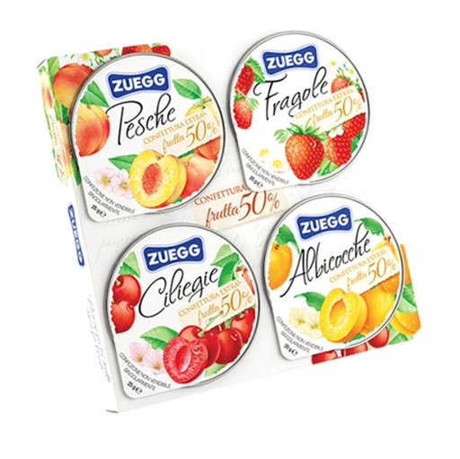 [D93912] Confezione da 4 mini marmellate di frutta da 25gr l'una Zueg