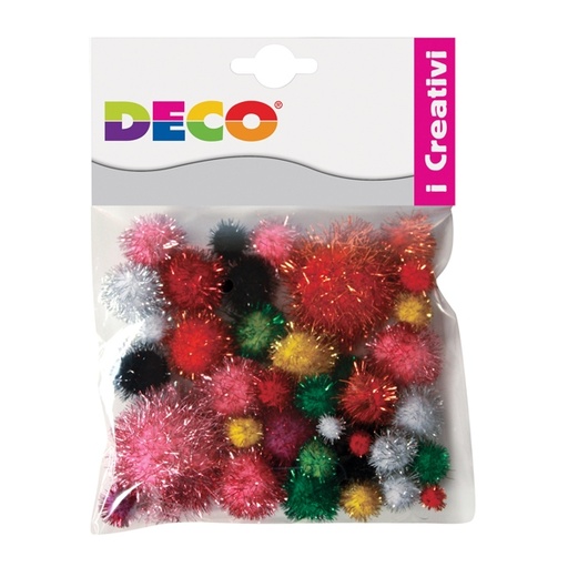 [D93949] Busta 40 pompons Lame' colori assortiti DECO