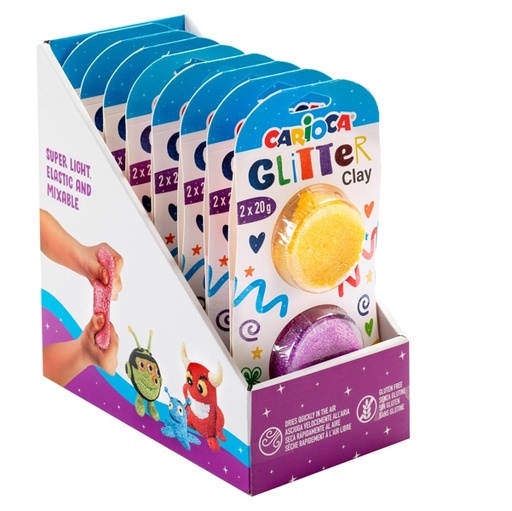 [D93993] Expo 8 blister da 2 x 20gr Model Light Glitter colori assortiti Carioca