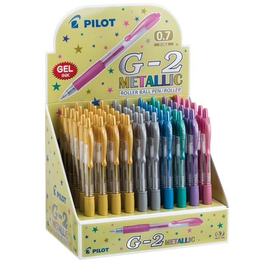 [D94029] Display 60pz roller gel scatto G-2 0,7mm colori assortiti metallic Pilot