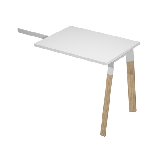 [D94061] Allungo scrivanie Woody Superior 80x60cm piano bianco con gambe metal/massello