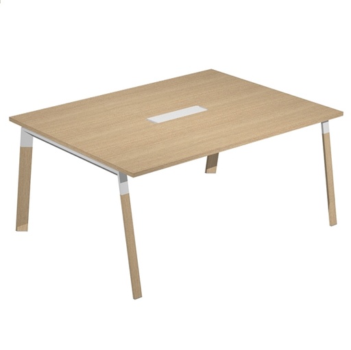 [D94064] Tavolo riunione Woody Sup.160x120cm piano rovere/gambe bimat. metal/massello