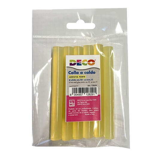 [D94142] 6 stick colla adesivo forte diam.11mm x 10cm DECO