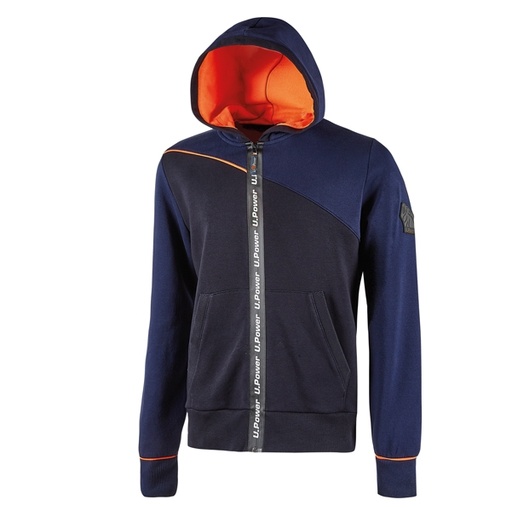 [D94215] Felpa con cappuccio Jupiter taglia XXL blu arancione U-Power