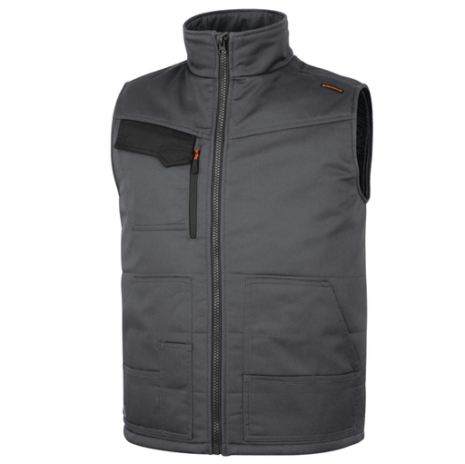 [D94230] Gilet Multitasche STOCKTON3 Tg. XL grigio/arancio