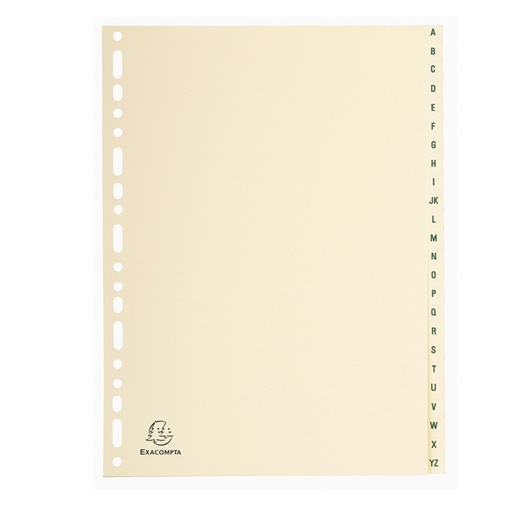 [D94269] Separatori in cartoncino 24 tasti A-Z tipo pelle color avorio 155G A4 Exacompta