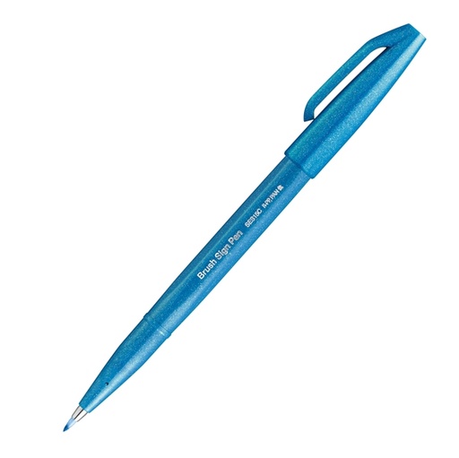 [D94283] Sign Pen Brush azzurro Pentel