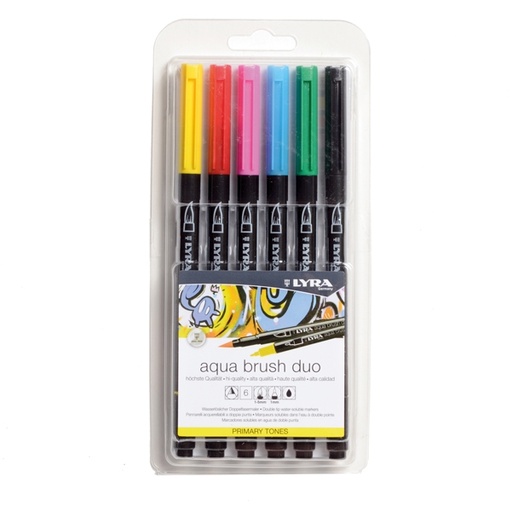 [D94288] Astuccio 6 pennarelli Aqua Brush Duo colori primari Lyra