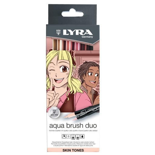 [D94290] Astuccio 6 pennarelli Aqua Brush Duo skin tones Lyra