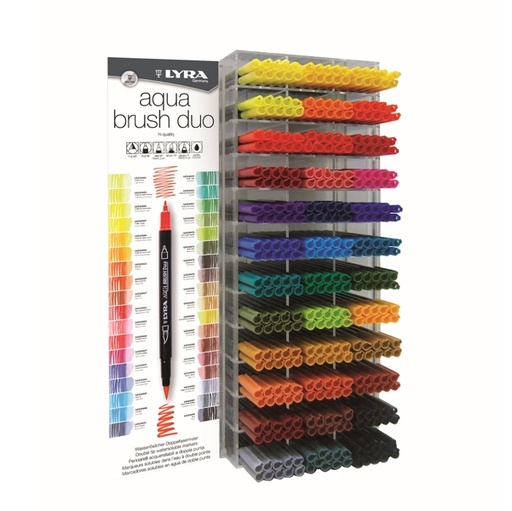 [D94291] Espositore 360 pennarelli Aqua Brush Duo 36 colori assortiti Lyra