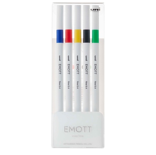 [D94315] Astuccio 5 fineliner EMOTT tratto 0.4mm colori ass. Vivid Uni Mitsubishi