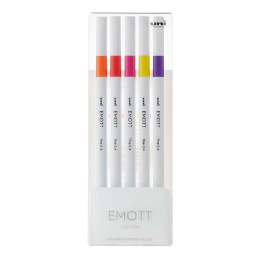 [D94316] Astuccio 5 fineliner EMOTT tratto 0.4mm colori ass. Passion Uni Mitsubishi