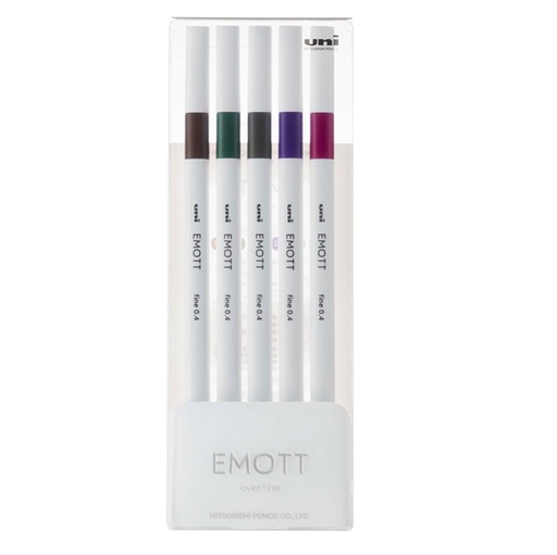 [D94317] Astuccio 5 fineliner EMOTT tratto 0.4mm colori ass. Vintage Uni Mitsubishi