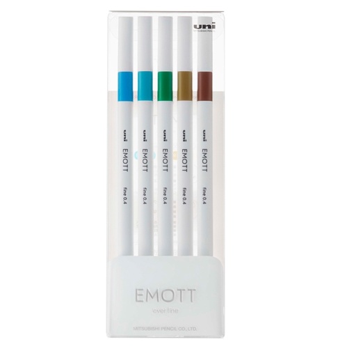 [D94318] Astuccio 5 fineliner EMOTT tratto 0.4mm colori ass. Island Uni Mitsubishi