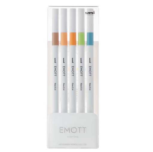 [D94320] Astuccio 5 fineliner EMOTT tratto 0.4mm colori ass. Nature Uni Mitsubishi