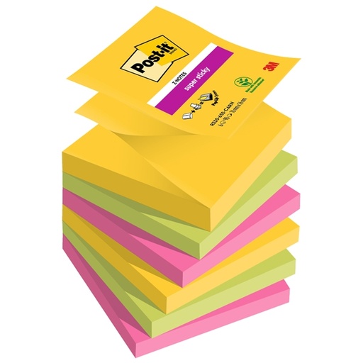 [D94353] Cf. 6 Blocco 90foglietti Post-it(R) Super Sticky Z-Notes 76x76mm R330-6SS-CARN