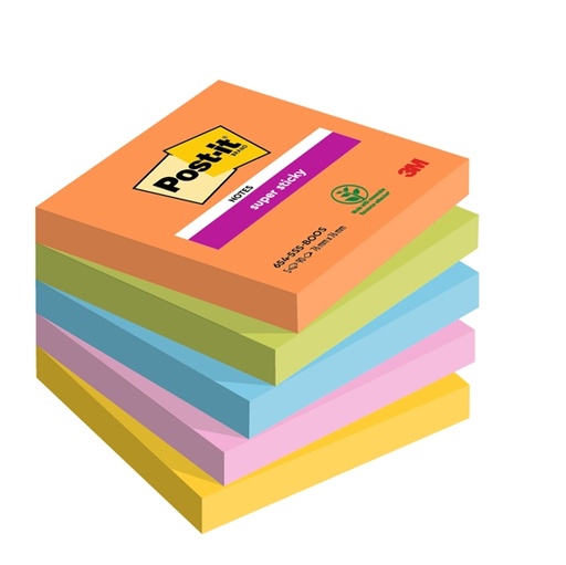 [D94363] Cf.5pz blocco 90fg. Post-it(R) Super Sticky 76x76mm 654-5SS-BOOS Boost