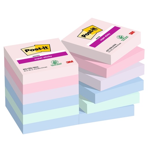 [D94367] Cf. 12pz blocco 90fg. Post-it(R) Super Sticky 47,6x47,6mm 622-12SS-SOUL Soulful