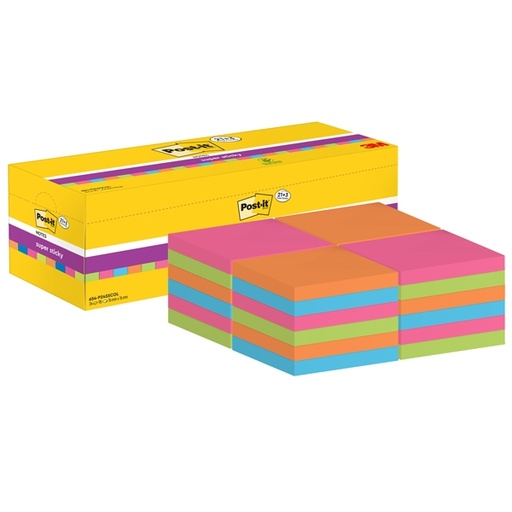 [D94379] VALUE PACK 21+3 BLOCCO 90fg Post-it(R) Super Sticky colori assortiti 76x76mm