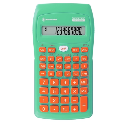 [D94391] Calcolatrice scientifica OS 134/10 BeColor verde acqua con tasti arancio Osama