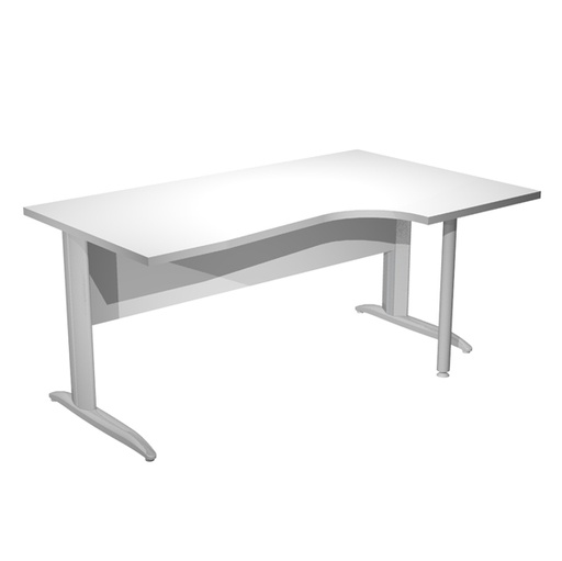 [D94402] Scrivania Compact Destro 160x60/80/100cm bianco fianchi vern. cromo Easy