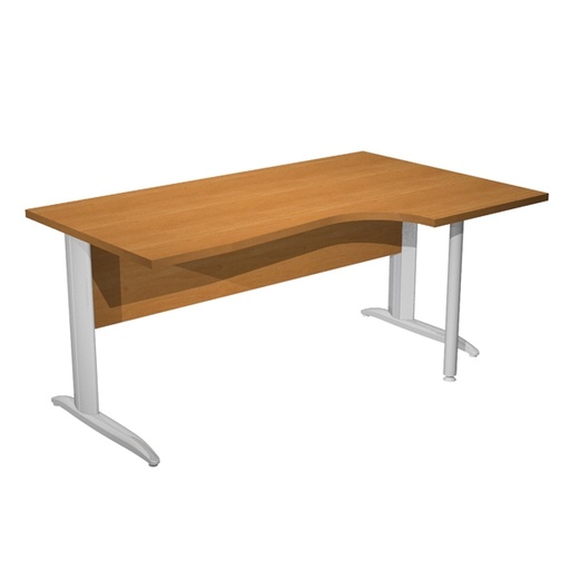 [D94403] Scrivania Compact Destro 160x60/80/100cm noce chiaro fianc. vern. cromo Easy