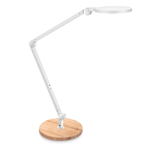 [D94485] Lampada a led Giant bianco con base in legno