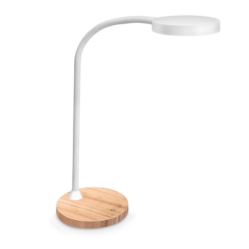 [D94486] Lampada a led Flex Desk bianco con base in legno