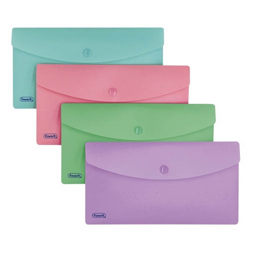 [D94511] Buste con bottone PPL PSTEL Formato 9,9x21cmcolori ass. Favorit